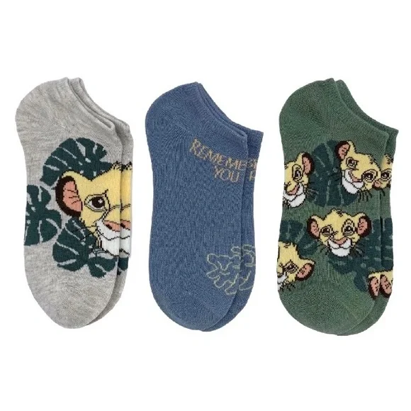 🔥$8🔥NEW DISNEY Lion King No Show Socks Simba 3 Pack Shoe Size 4-10 Green Women's - Picture 2 of 13